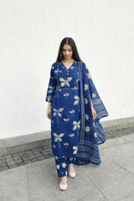Designer indigo cotton full suit