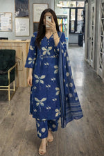 Designer indigo cotton full suit
