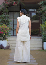 Super smart sleeveless embroidered co ord in white