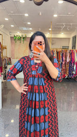 Pretty cotton ajrakh kurta pant