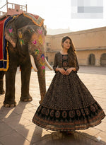 Smart cotton ajrakh gown in black