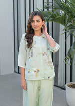 Restocked bestseller in new colour! Pretty Mul chanderi embroidered mint green co ord set