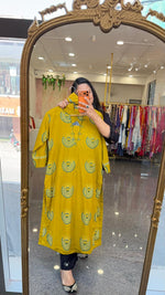 Super pretty designer neck cotton suit set in yellow