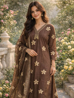 Pure cotton applique work cotton full suit set