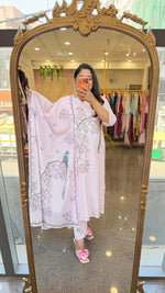 Premium cotton lining githan work pink suit set