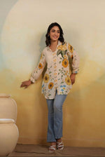 Pretty crepe hip covering high n low top in yellow