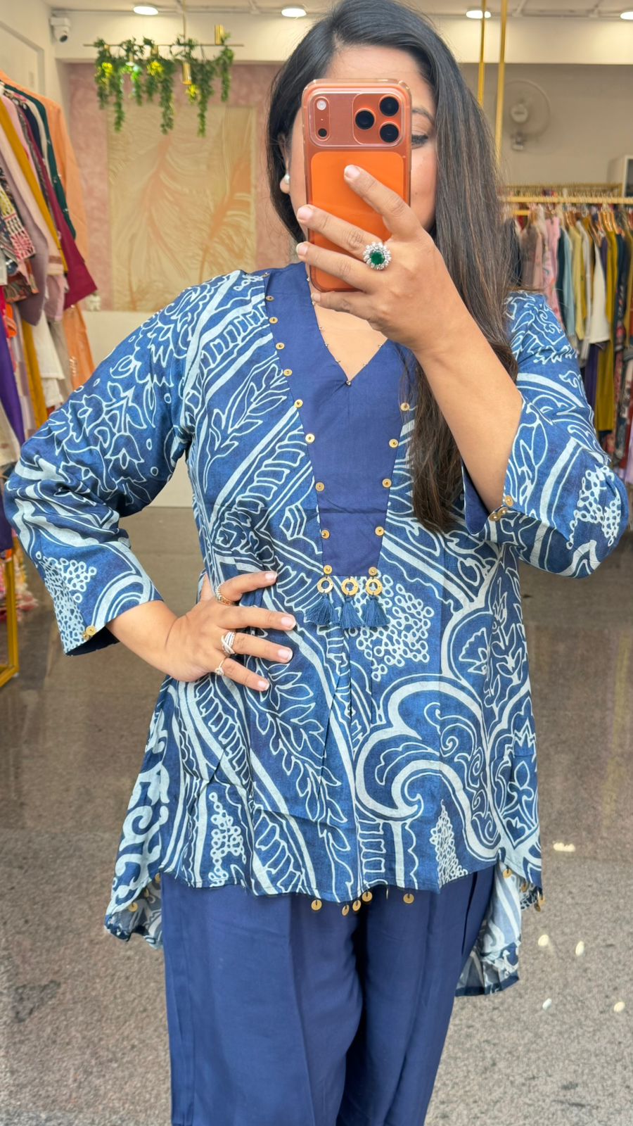 Premium Mul silk Kalamkari kaftan top with pant