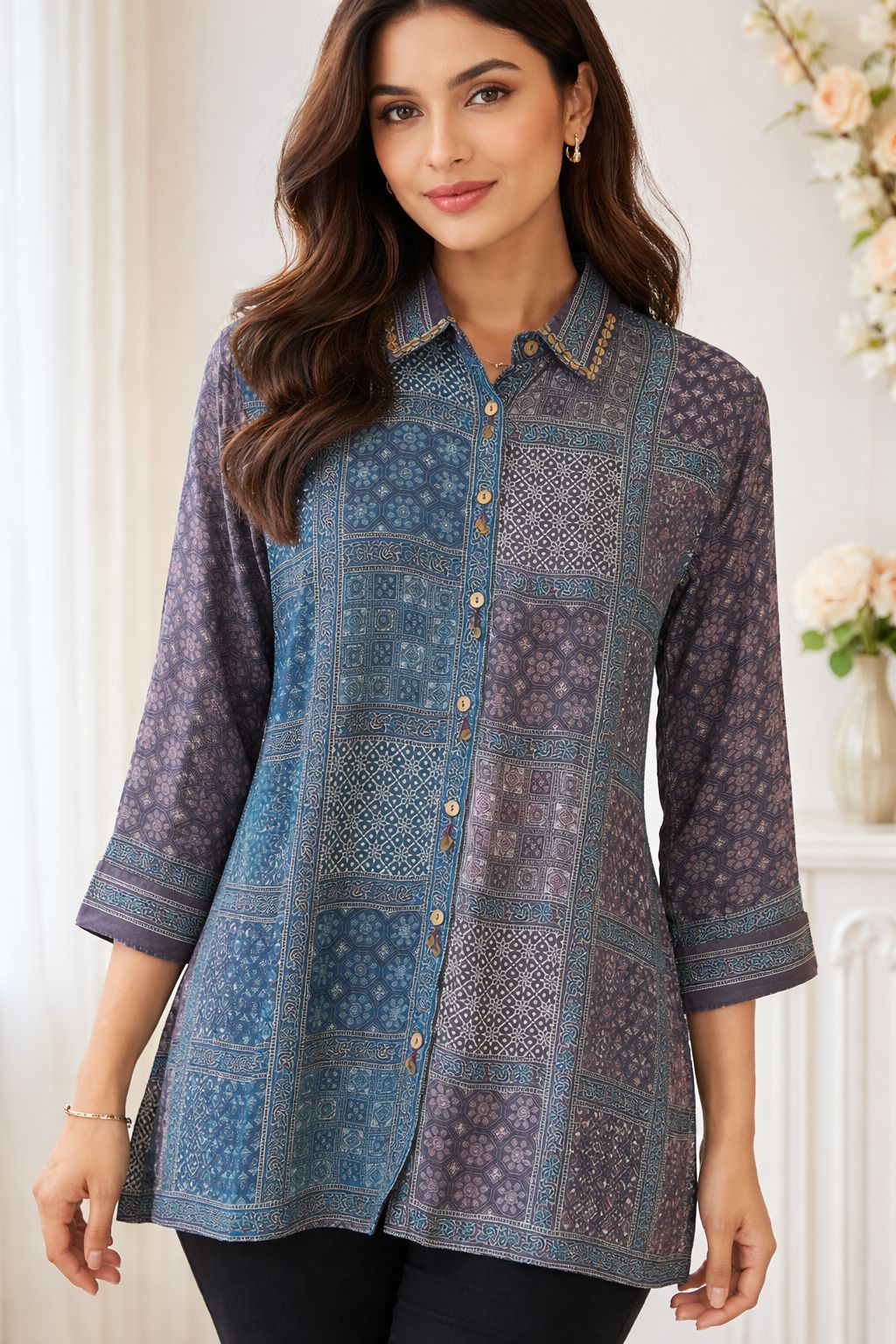 Super pretty premium crepe shirt with beautiful button detailing