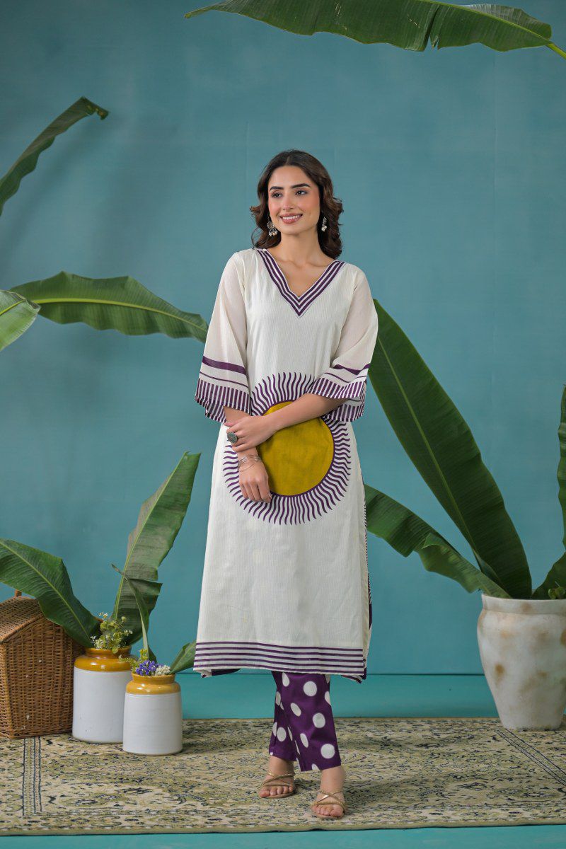 Premium Mul cotton lining Co ord in purple