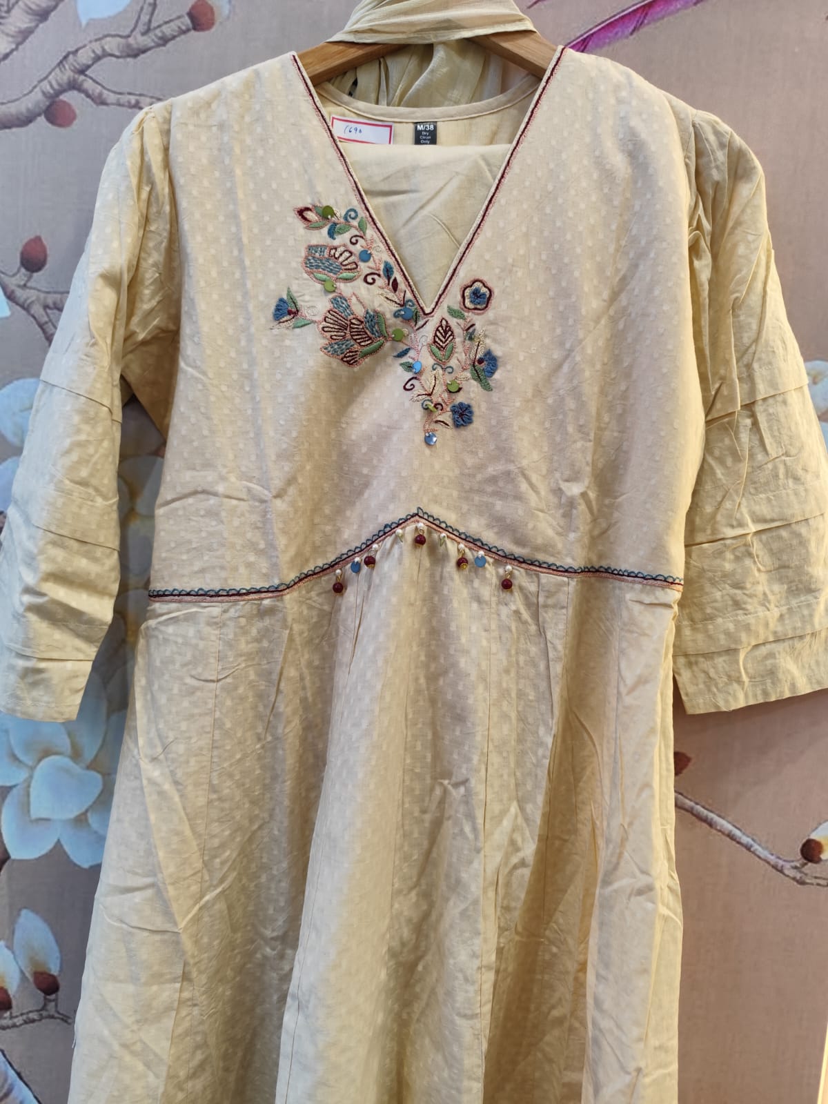Embroidered Cotton Anarkali full suit