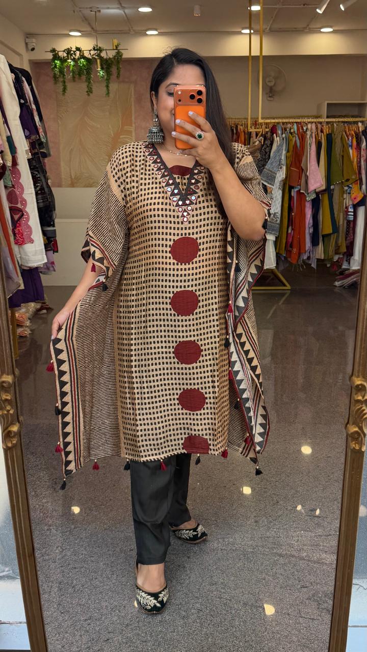 Super soft silk ajrakh kaftan