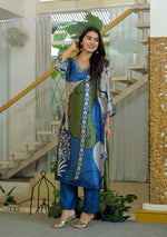 Premium gaji silk kurta pant in blue