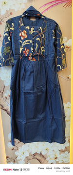 Kalamkari cotton suit set in blue