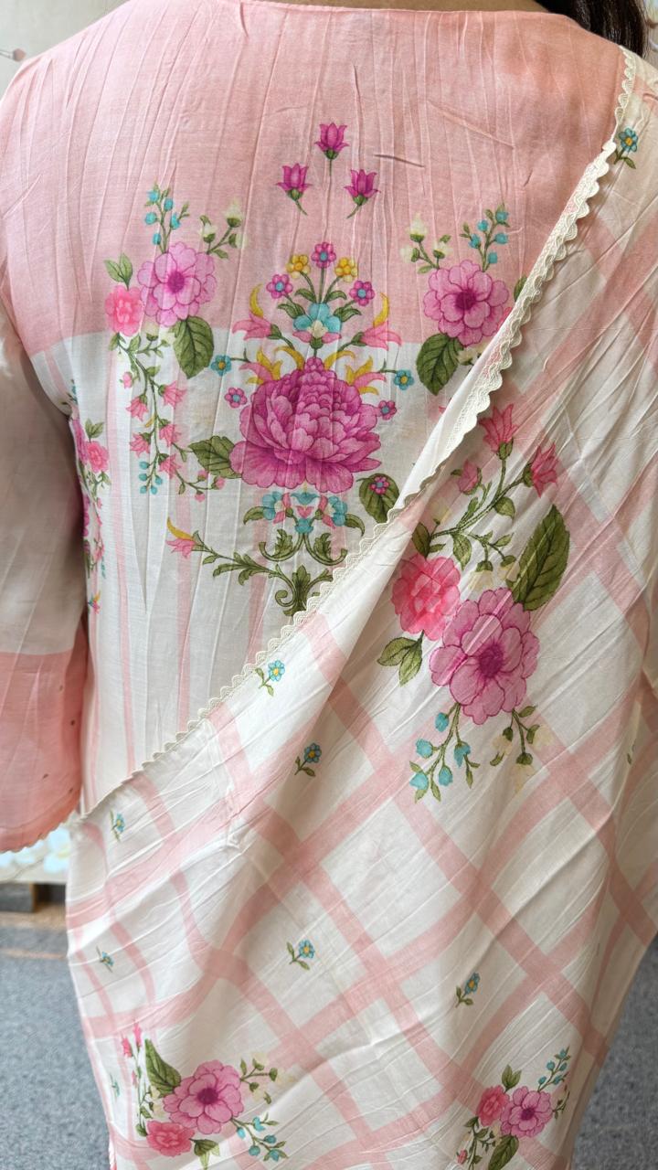 Pure Mul silk digital printed full suit set