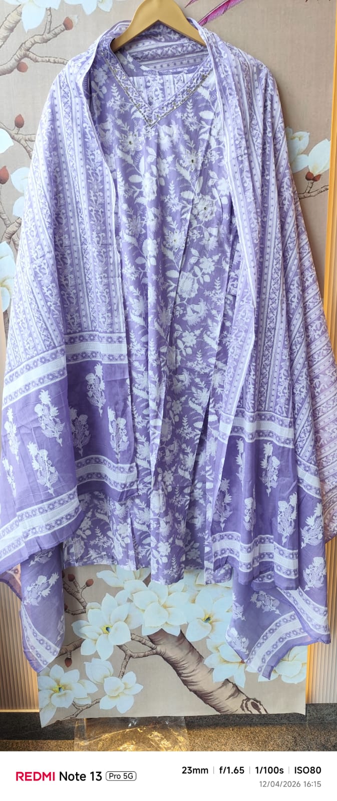 Pure Cotton full suit in purple
