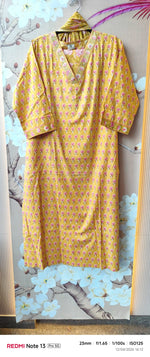 Floral cotton full suit in yellow