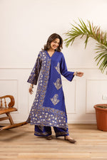 Premium slub cotton kurta pant in royal blue