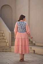 Dobby cotton full embroidered one piece paired with a shrug