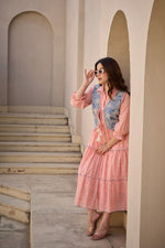 Dobby cotton full embroidered one piece paired with a shrug