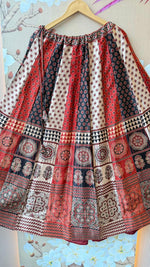 Super pretty gaji silk ajrakh skirt red n black