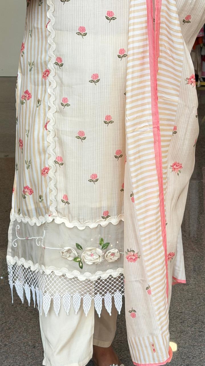 Super soft Mul silk lace detailing suit set (true to size)