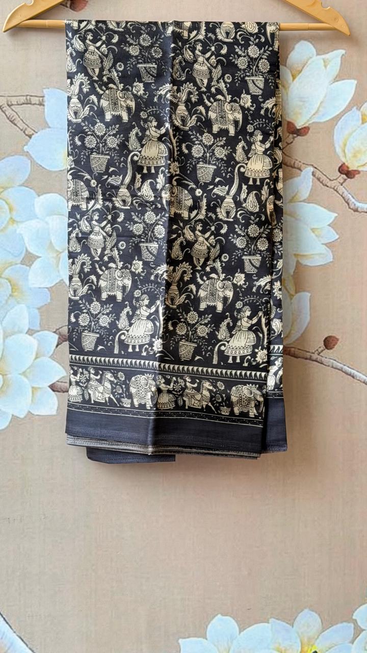 Ajrakh bamboo fibre saree