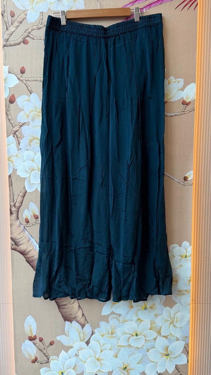 Premium chinon beautiful hand embroidered Co ord set in teal blue