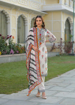 Premium chinon full suit set paired with orgenza dupatta