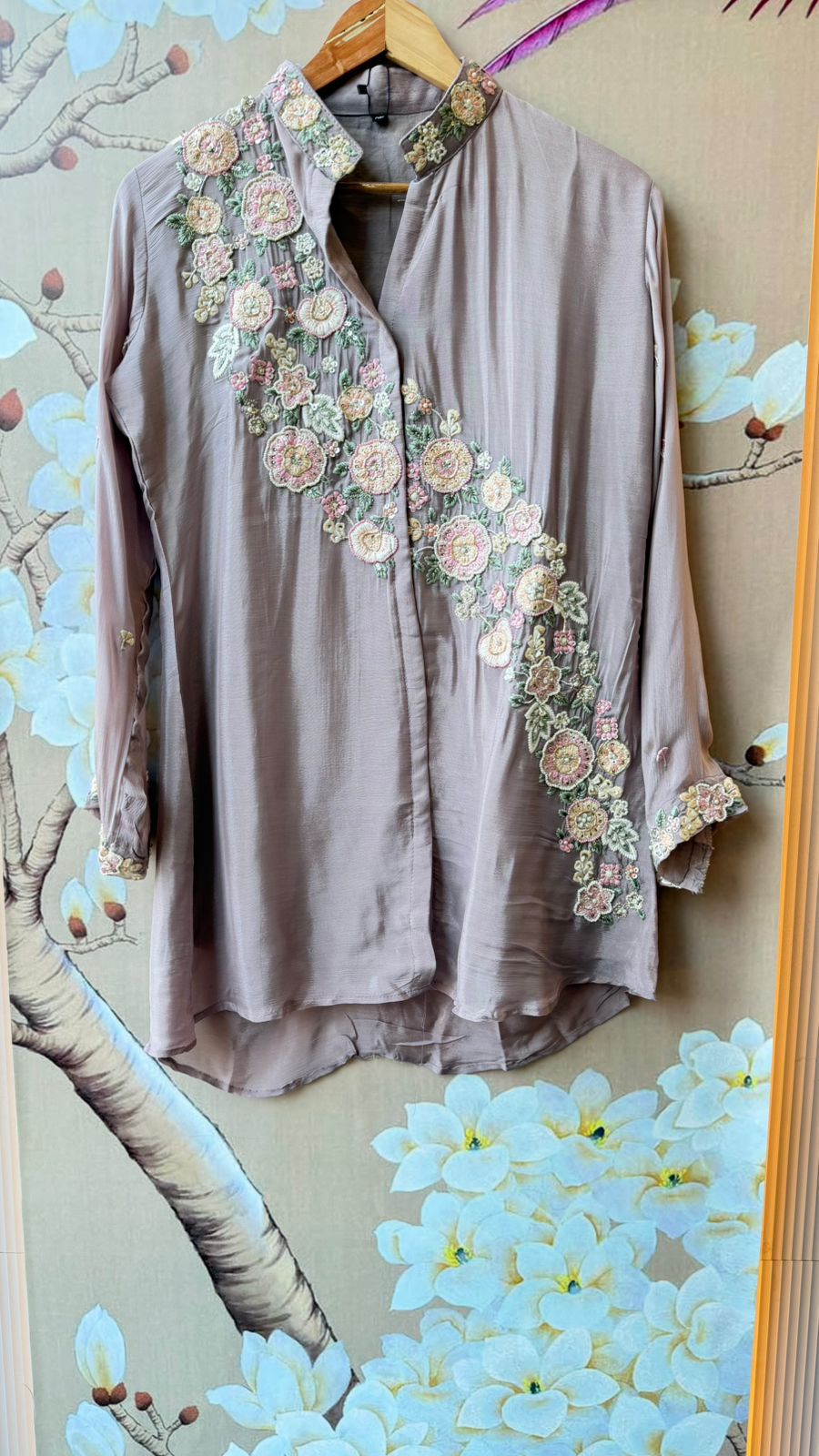 Premium chinon gorgeous handwork co ord set