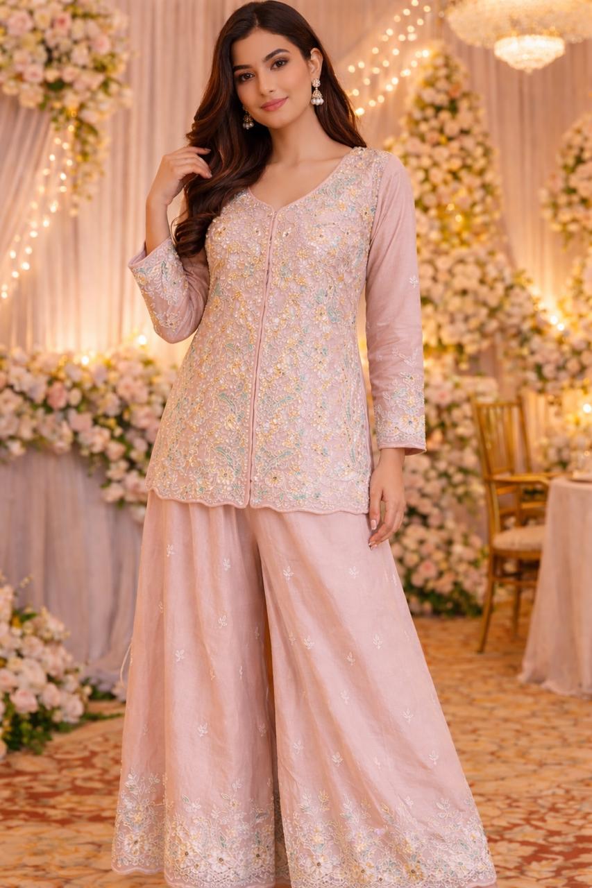 Premium chinon heavy handwork party wear co ord set