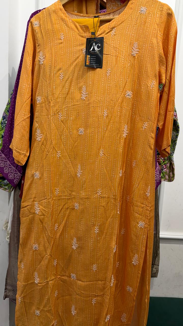 Mul silk full suit set in mustard