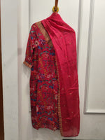 Soft organza full suit with embroidered duppata in pink