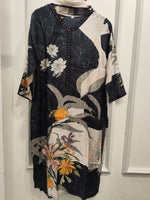 Mul silk digital printed linning full suit in black