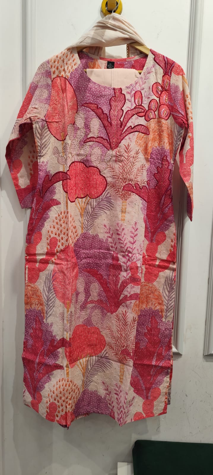 Cotton full suit set in pink