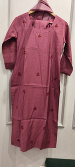 Mul silk embroidered full suitin onion pink