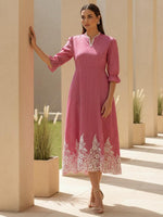 Pretty cotton lace detailing one piece in pink