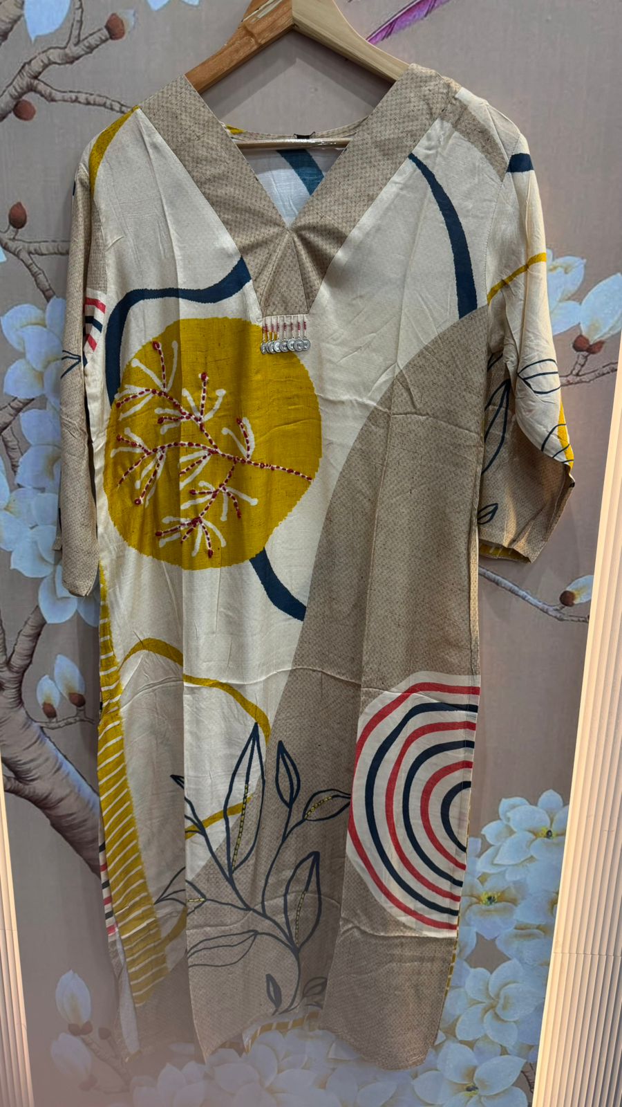 Pure Mul silk digital printed with katha detailing Kurta pant