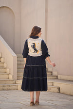 Premium Dobby cotton with detachable front n back embroidered jacket