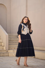 Premium Dobby cotton with detachable front n back embroidered jacket