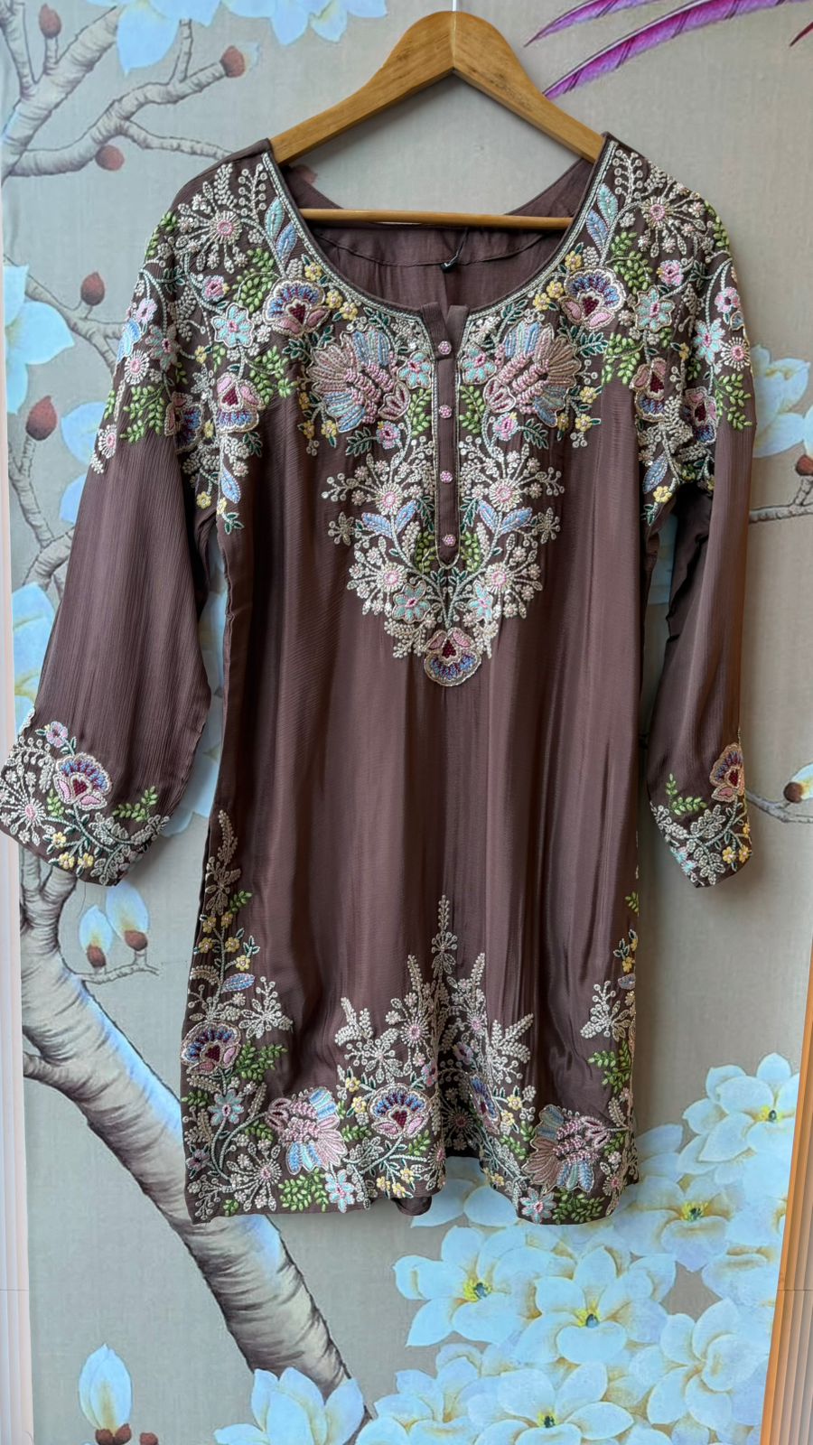 Super pretty chinon hand embroidery lehenga suit