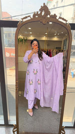 Restocked !! Fully embroidered cotton suit set in purple