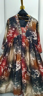 Mul Silk anarkali full suit set in black