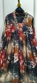 Mul Silk anarkali full suit set in black