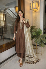 Live rayon cotton suit set in brown