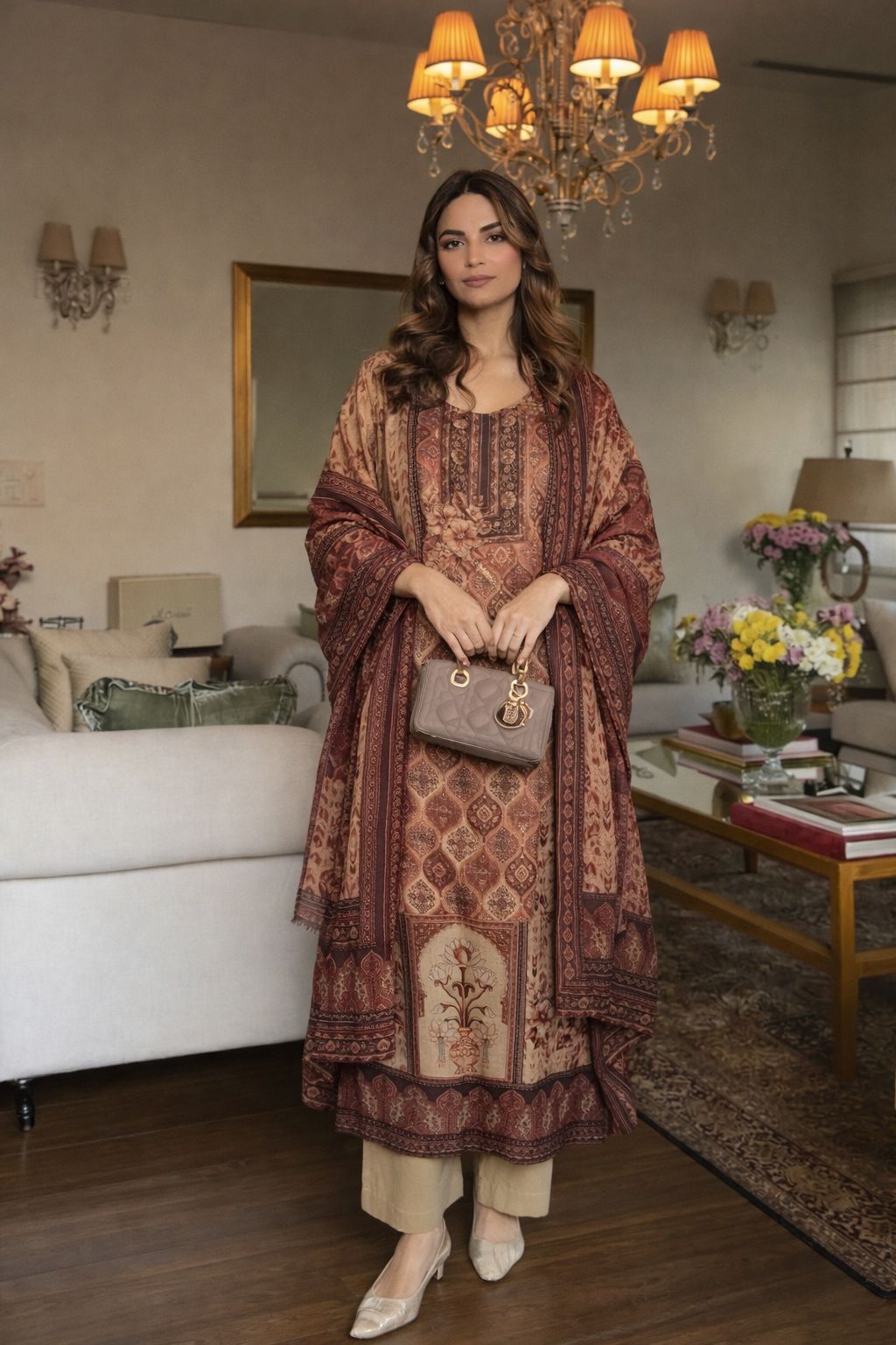 Linen Pakistani printed placement suit set