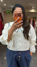 Premium cotton pants paired with super elegant textured cotton top