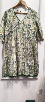 Alia cut cotton one piece dress in pista