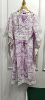 Cotton kaftan set with lace detailing