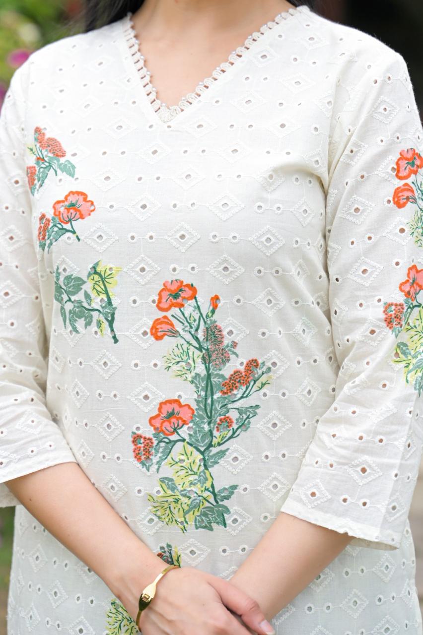 Super premium shifli cotton kurta with lining paired with plazzo pant