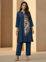 Super pretty cotton Kalamkari co ord set in blue